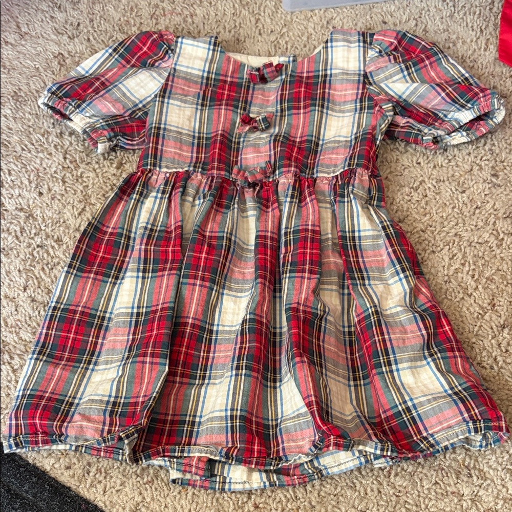 Baby GAP Plaid Dress size 4 years Red Blue Cream “Holiday Dress”
